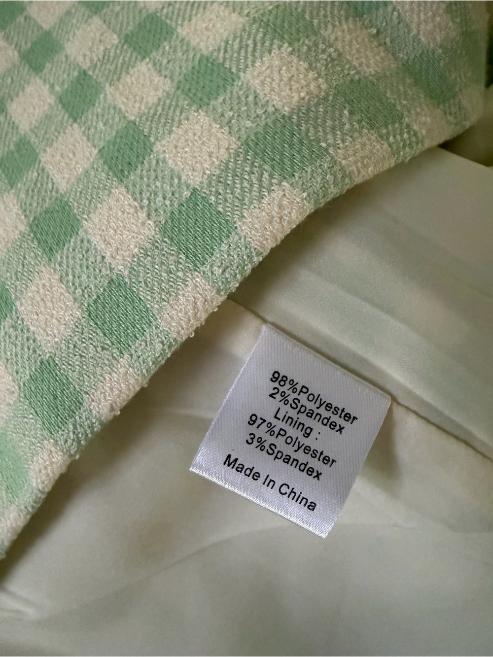 Tuckernuck mint green & white Gingham Mini Dress green check print NEW Size L - Picture 10 of 13